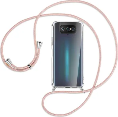 Produktbild von Handykette Backcover-Schutzhülle mit Band (Metall silberfarben) für Asus Zenfone 7 ZS670KS - roségold