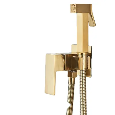 Image de Robinetterie de bidet, finition or brossé, design mural, or brossé A