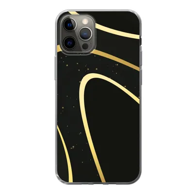 Produktbild von MuchoWow® Handyhülle Schutzhülle Hülle für iPhone 12 Pro Goldene Wellen auf schwarzem Hintergrund Silikon Softcase Handy Hülle - Abdeckung