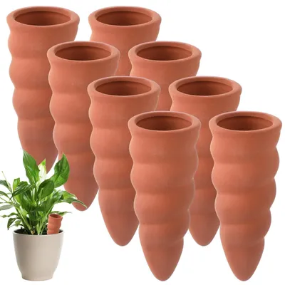 Image de Boules d'arrosage en terre cuite pour plantes, lot de 8