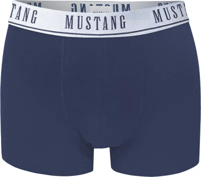 Produktbild von Mustang Herren Baumwoll Boxershorts Set - Komfortable Unterwäsche mit Logo, 3er Pack, Blau, 95% Baumwolle, 5% Elasthan, Weicher Bund, Sportlicher Stil, Regular Fit L