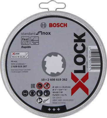Image de Disques à tronçonner X-LOCK Bosch 125 x 22,23mm Standard for Inox ( 2608619267 )