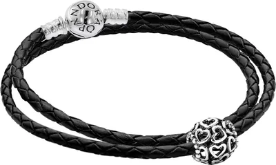 Pandora 51521 Damen Leder-Armband Starterset mit Charm Offene Herzen 1