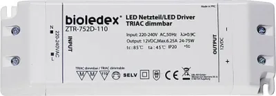 Produktbild von Bioledex 75W 12V DC LED Netzteil dimmbar TRIAC für dimmbare 12V LEDs