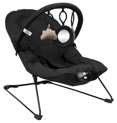 Produktbild von Novi Musical Cloud Babywippe – 8 Melodien, 3 Lautstärken, Vibration – Abnehmbarer Spielbogen mit 3 Spielzeugen – Bis 9 kg – Black Melange