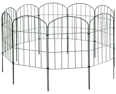 Produktbild von Zaun Gartenzaun Steckzaun Hundezaun Teichzaun für Garten Teich 10 Zaunelemente 43 cm hoch Metall Gitterzaun Auswahl Oberbogen V2Aox, Farbe:Grün