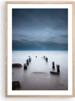 Produktbild von Gerahmtes Poster - Rahmen in heller Eiche - Wellenbrecher Nebel Nacht - 50x70 cm - Wand Bild - Wanddeko - Wandbilder - Kunstposter - Wandposter - Bilderrahmen - Bilder - Kunstdruck - P2NPA50x70-4416