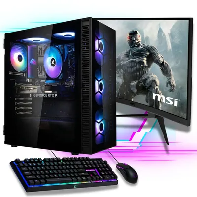 Produktbild von Gaming PC Komplett-Set Intel i7 13700 - Nvidia GeForce RTX 5060 8GB - 500GB SSD - 16GB Ram - Windows 11 - WLAN - 27" TFT - Tastatur/Maus