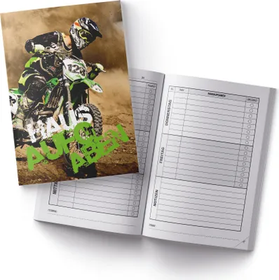 Produktbild von itenga Hausaufgabenheft Motocross (Motiv 35) DIN A5, 96 Seiten