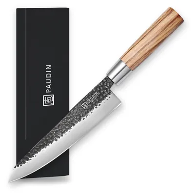Produktbild von PAUDIN HB4 Kochmesser 20 cm - Küchenmesser japanischer Art mit Zebranoholzgriff - Allroundmesser für Fleisch, Fisch, Gemüse und Obst
