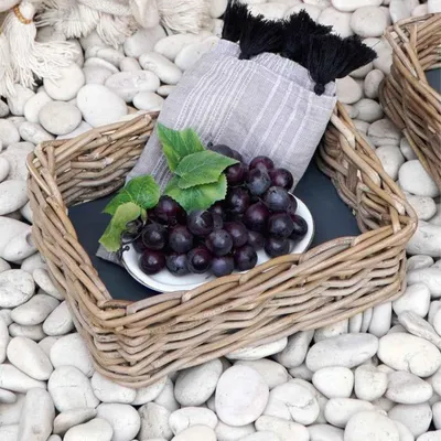 Produktbild von Landhaus-Tablett VERONA 21x27cm Kubu Grey Rattan Handarbeit