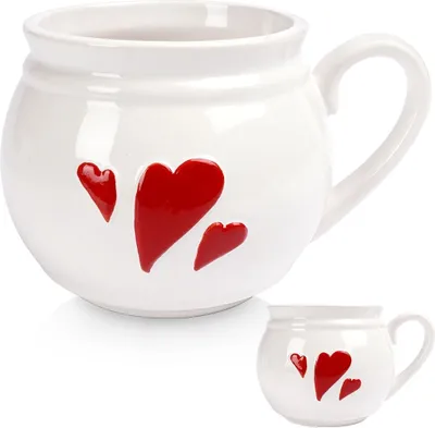 Produktbild von Orion Keramikbecher Becher Teebecher Kaffee mit Henkel Keramik weiß Herz 800 ml