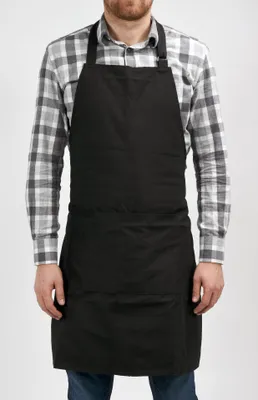Immagine prodotto di Grembiule da barbecue in cotone con tasche, nero 85 x 68 cm