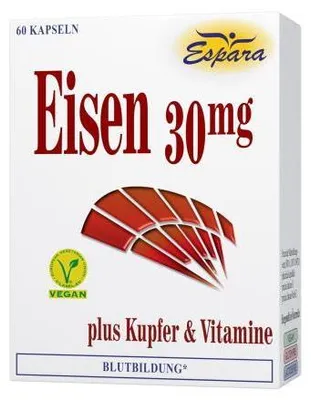 Produktbild von Espara Eisentabletten 30mg, 60 Kapseln