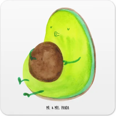 Produktbild von Mr. & Mrs. Panda Tassenuntersetzer Avocado Pfeifen 10er Set - Weiß - Geschenk, Diät, Tassen-Untersetzer, Tischuntersetzer, Coaster, Glas-Untersetzer, Abnehmen, Schwanger