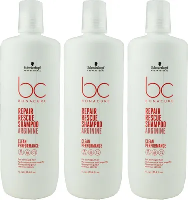 Produktbild von Schwarzkopf Bonacure Repair Rescue 3 x 1000 ml Shampoo für geschädigtes Haar Set