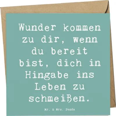 Produktbild von Mr. & Mrs. Panda Grußkarte Spruch Wunder Hingabe - Meeresbrise - Geschenk, Magische Momente, Glückwunschkarte, Ansporn, Zaubern, faltkarte, doppelkarte, Zitat, Motivation