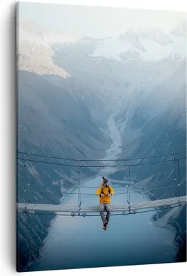 Produktbild von Bild auf Leinwand - Leinwandbild - Einteilig - Berge Winter Brücke - 50x70cm - Wand Bild - Wanddeko - Wandbilder - Leinwanddruck - Wanddekoration - Leinwand bilder - Wandbild - PA50x70-5181