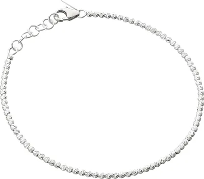 Produktbild von 585er Weissgold Armband Ankerkette mit diamantierten Kugeln
