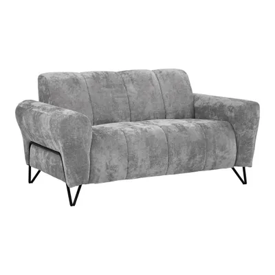 Produktbild von Sofa VOLARE - 2-Sitzer Couch - Moderner Polstersofa - Chenille Vega in Grau, dekorative schwarze Metallbeine