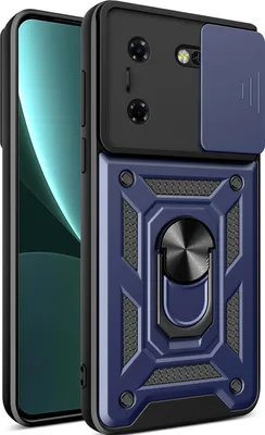 Produktbild von Hülle für Tecno Pova 5 mit Ring Ständer Halter Dia Kameraschutz TPU PC Hybrid Handyhülle Blau