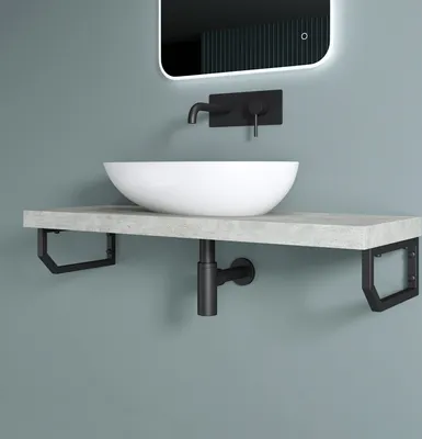 Image de doporro 2 Pièces Équerre de Fixation Noir Plan de Toilette Étagère Tablette Murale Porte-Serviette en Acier Inoxydable 33x2x15cm WH03