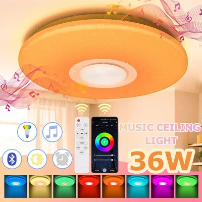 Immagine prodotto di Jiubiaz LED Musica Plafoniera altoparlante bluetooth APP Lampada da soffitto con telecomando 36W