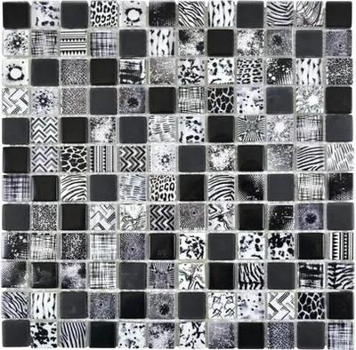 Produktbild von Glasmosaik Quadrat Crystal Mix black