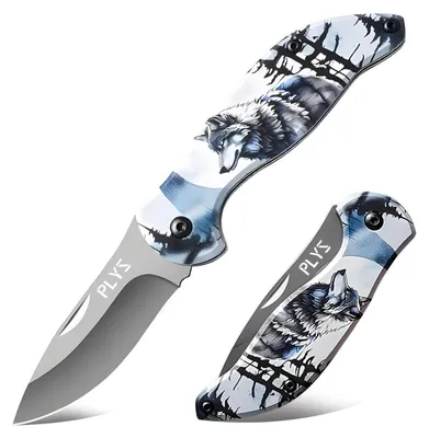 Obrázek produktu pro Skládací nůž s motivem Schneewolf, s ostrou nerezovou čepelí, lehký a praktický, ideální pro outdoorové aktivity a turistiku