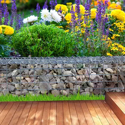 Obrázek produktu pro SONGMICS Gabiony×3 100 x 50 x 30 cm Velikost ok 10 × 5 cm Opěrné zdi Zahradní plot Gabionová zeď Kamenná zeď Sloup GGB353 (3 x GGB153)