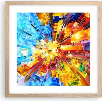 Produktbild von Gerahmtes Poster - Rahmen in heller Eiche - Abstraktion modern - 40x40 cm - Wand Bild - Wanddeko - Wandbilder - Wandposter - Bilderrahmen - Bilder - Kunstdruck - Wandbild - P2NAC40x40-3982