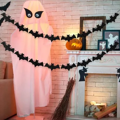 Produktbild von Halloween Fledermaus Papier Banner Hängegirlande Party Dekoration – Wimpelkette Girlande Halloweendeko Herbst