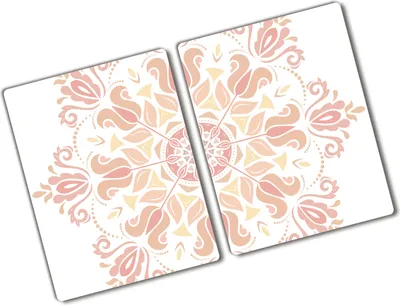 Produktbild von Tulup Glas Herdabdeckplatte - 2x40x52 cm - Glaskeramikkochfeld-Abdeckung Spritzschutz Glasabdeckplatte Kochplattenabdeckung und Schneidebrett - Zweiteilig - Kunst: modern & klassisch - Verzierung Ornament - Beige