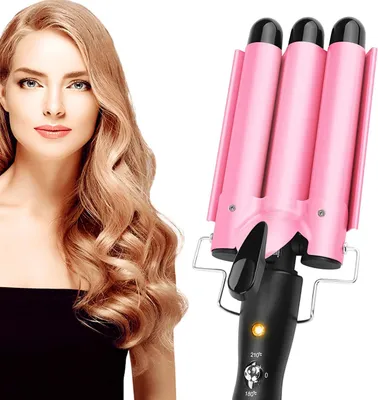 Produktbild von 25 mm 3-Fässer Welleneisen Lockenstab mit einstellbarer Temperatur und Schnellaufheizung für alle Haarlängen