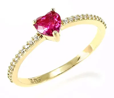 Produktbild von Ring Gold 585 (14 Karat) Glare759 mit synthetischem Rubin & Zirkoniumdioxid, Größe 61, Oberseite 5,4 mm, Band 1,6 mm