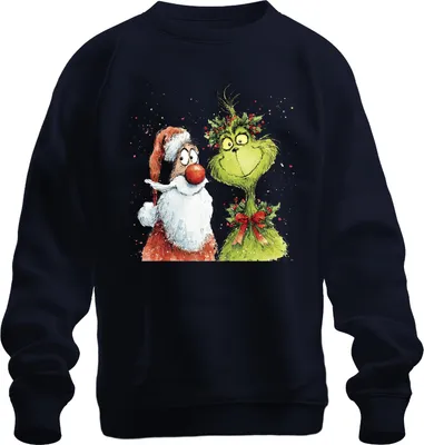 Produktbild von Grinch Weihnachtsmann lustig Weihnachten Geschenk Vintage Uni Sweatshirt Pullover, Navy, L