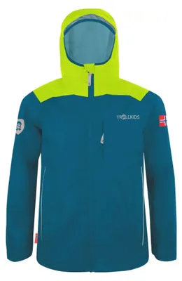 Produktbild von Waterproof jacket Trollkids Kids Bergen Jacket petrol/lime (610-151)