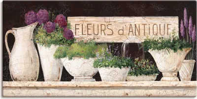 Produktbild von ARTland Leinwandbild Antike Blumen Größe: 40x20 cm