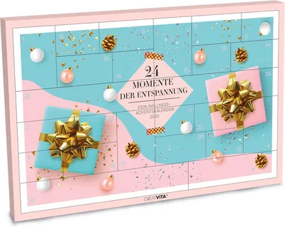 Produktbild von Wellness Adventskalender für Frauen 2025 mit 24 Pflege-, Beauty- & Entspannungsprodukten – Naturkosmetik, Tee, Öle, Kerzen – Geschenkidee Weihnachten