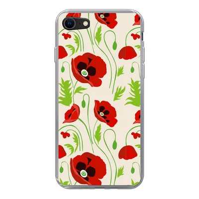 Produktbild von MuchoWow® Handyhülle Schutzhülle Hülle für iPhone 8 Blumen - Mohn - Muster Silikon Softcase Handy Hülle - Schutzhaube