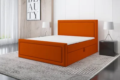 Produktbild von Boxspringbett GERI 120x200 mit 2 Bettkästen, Bonell-Matratze und Topper. Möbel vom Hersteller- Handarbeit! Bett Komplett-Set mit Matratze, Bettkasten & Kopfteil. Modern und robust.