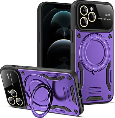 Produktbild von Rüstung Handyhülle für iPhone 11 Pro Max Dual-Layer Magnetisches Ringhalter Ständer Hülle Lila