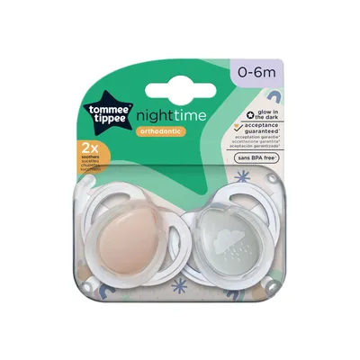 Zdjęcie produktu dla 333803 Smoczek Night 0-6 Mix 2Szt