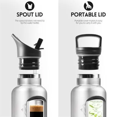 Produktbild von Trinkflasche Edelstahl 500ml BPA-frei mit Strohhalm, doppelwandig, königsblau