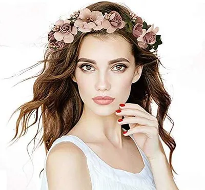 Produktbild von Blumenkrone und Blumenstirnband mit Boho-Rosen, Blumengirlande für Frauen und Mädchen, Haarband für Hut, Hochzeit, Strand und Reise
