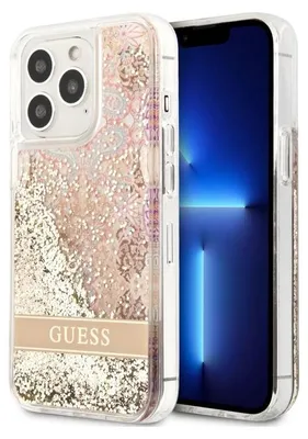 Produktbild von Guess, Schutzhülle Floating Flower Glitter Apple iPhone 14 Pro, Gold