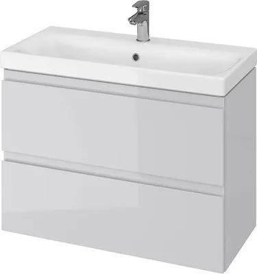 Produktbild von BADLAND Badmöbel Set badezimmerschrank mit Keramikwaschbecken, 2-Schubladen MODUO SLIM 80 Grau