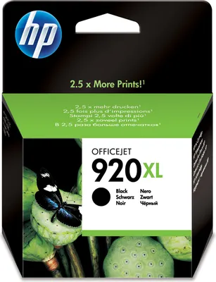Produktbild von HP 920XL Schwarz Original Tintenpatrone mit hoher Reichweite, Hohe (XL-) Ausbeute, Schwarz, Tinte auf Pigmentbasis, 1 Stück(e), 1200 Seiten