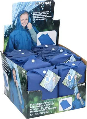 Produktbild von Regen-Poncho mit Kapuze, faltbar, Einheitsgröße