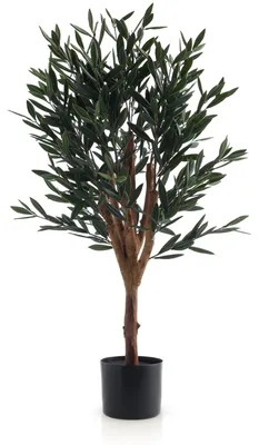 Produktbild von Meisterhome Olivenbaum Kunstpflanze 90 cm – Künstlicher Olivenbaum realistisch – Mediterrane Deko Pflanze im Topf für Wohnzimmer, Büro & Schlafzimmer